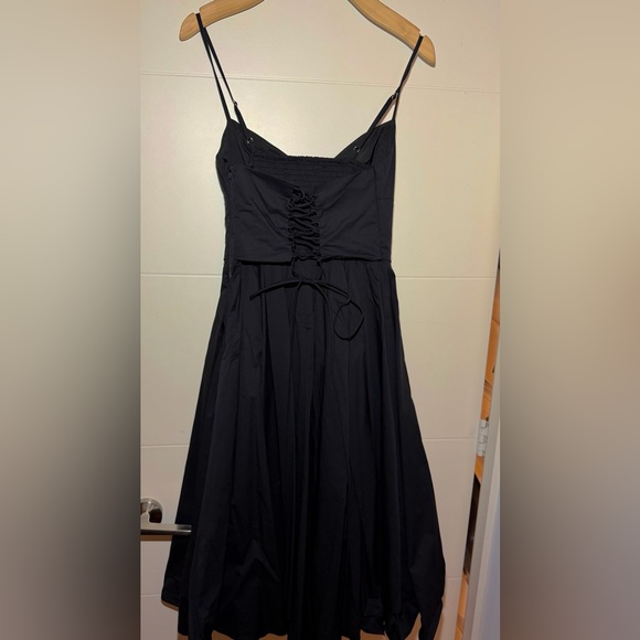 Black Drop Waist Midi Dress with Corset - Picture 5 of 8